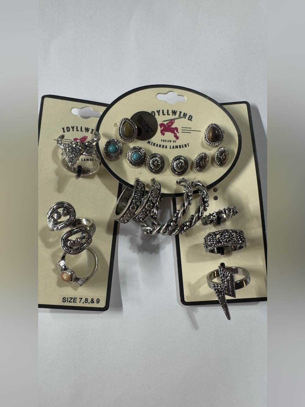 Idyllwind Silver-Tone Ring & Earrings Set with Turquoise Accents